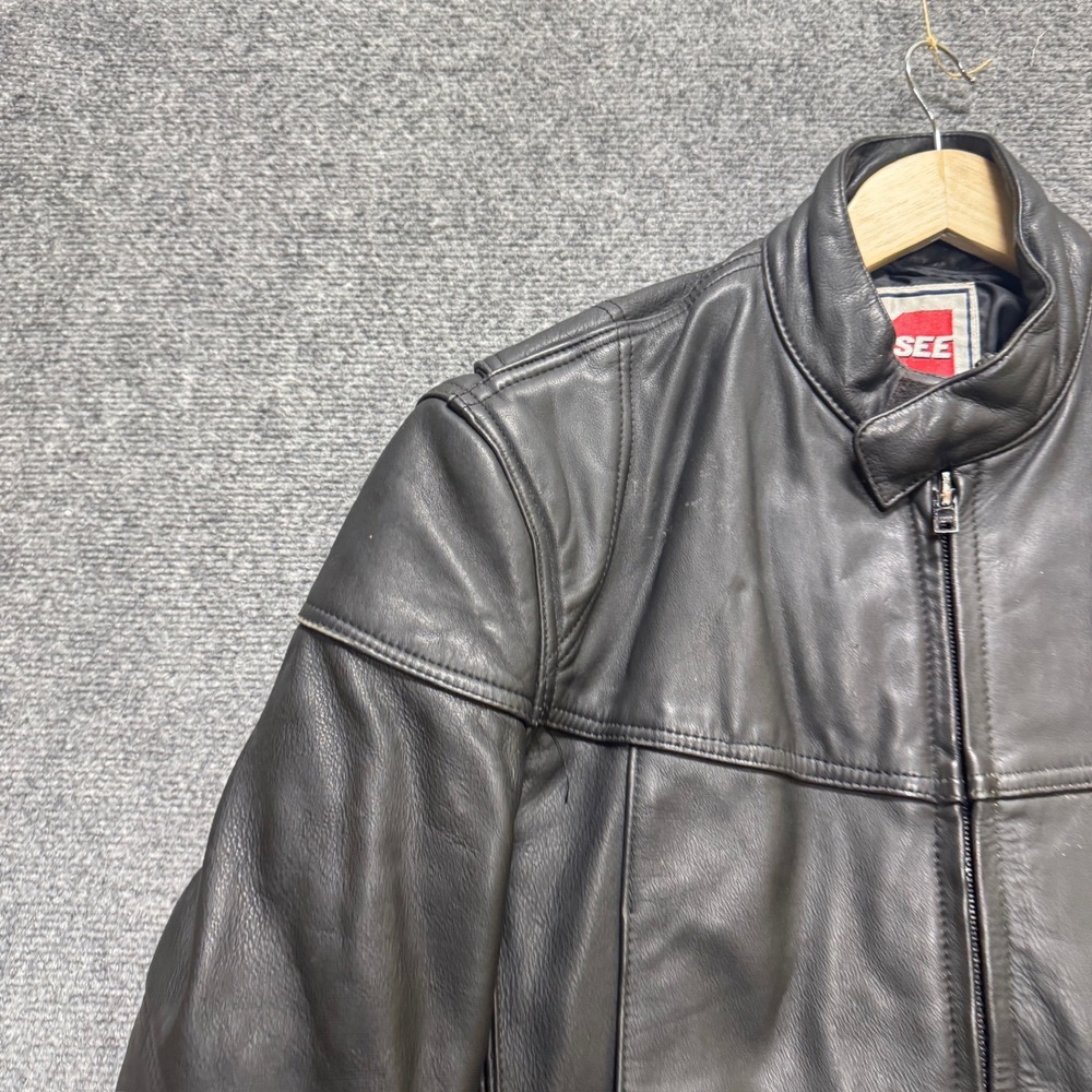 VTG Marsee Leather Jacket Men's Sz 38 Small Full Zip Motorcycle Grunge Black - Picture 16 of 16